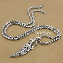 925 Sterling Silver Claw Feather Red CZ Stone Mens Biker Rocker Punk Pendant 9S025 2024 - buy cheap