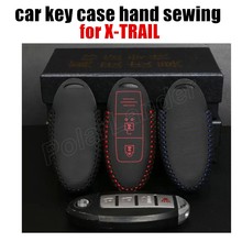 Only Red Car Key Cover Hand Sewing Key Case fit for NISSAN TEANA/LIVINA/X-TRAIL Genuine Leather Free Shipping new style 2024 - buy cheap