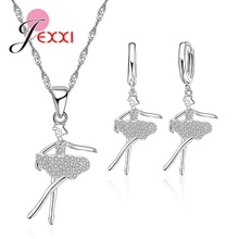 Women Briday Party 925 Sterling Silver  Wedding Jewelry Set CZ Cubic Zirconia Necklace+Earrings Sets Dancing Girl 2024 - buy cheap