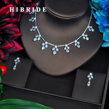 HIBRIDE Clear Flower Wedding Jewelry sets For Women Party Dresses Accessories Necklace Earings Set Cubic Zirconia Jewelry N-555 2024 - buy cheap