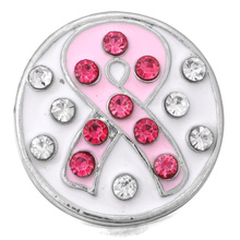 10pcs/lot New Snap Jewelry Rhinestone Breast Cancer Ribbon Metal Snap Button Charms Fit DIY 18mm Snap Buttons Bracelets Necklace 2024 - buy cheap