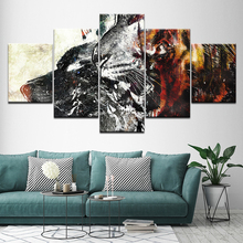 5 painel animal lobo parede arte imagem moderna casa decoração sala de estar ou quarto impressão em tela pintura parede imagem da arte 2024 - compre barato