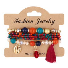 ZOSHI-pulsera de cuentas de cristal para mujer, brazalete bohemio de perlas, joyería femenina, abalorios de borla, pulsera femenina 2024 - compra barato