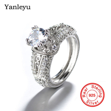 Yanley-Anillo de boda elegante para mujer, joyería de plata sólida 925, sortija de compromiso de piedra de circón brillante, PR266 2024 - compra barato