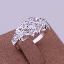 Personalidad de moda líder simple y elegante con incrustaciones de piedra anillo plata geometría CZ anillo plata modelos clásicos R146 2024 - compra barato