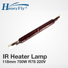 HoneyFly2pcsJ118-lámpara halógena infrarroja, 220V, 750W, calentador, bombilla halógena, espiral doble, 118mm, pintura de secado por calor, cuarzo 2024 - compra barato