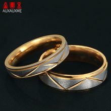 Auxauxme Stainless Steel Lovers Couple Rings Gold Color Triangle Pattern Wedding Promise Ring For Women Men Engagement Jewelry 2024 - buy cheap