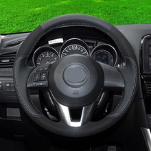 GNUPME Artificial Leather Steering Cover Black Car Steering Wheel Cover for Mazda CX-5 CX5 Atenza 2014 New Mazda 3 CX-3 2016 2024 - buy cheap