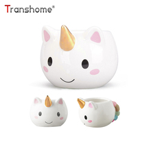 Transhome Creative 3D Unicorn Mug Ceramic Coffee Mug Milk Cup Porcelain Tea Cups And Mugs 300ml Cute Gold Stereo Unicorn Cup 2024 - buy cheap