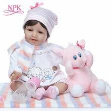 Npk, bonecas de bebê reborn 22 polegadas, silicone realista macio 55cm, bonecas de vida real com bebê, elefante, brinquedo so so verdadeiros filhotes para crianças 2024 - compre barato