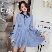 2019 New Spring Streetwear Sweet Fashion Casual Fresh Fairy Slim Chiffon Dress Female Long-sleeved Party Dresses 2024 - buy cheap