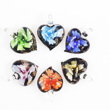QianBei-Colgante de cristal con forma de corazón y flor, venta al por mayor, 6 uds., pequeño, envío gratis 2024 - compra barato