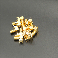 20 peças tom de ouro sma conector fêmea ângulo reto de solda pcb conector de montagem do painel de rf 2024 - compre barato