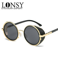 LONSY New Steampunk Sunglasses Women Round Glasses Goggles Men Brand Design Unisex Vintage Retro Style Punk Oculos De Sol UV400 2024 - buy cheap