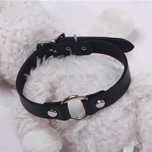 Fashion Jewelry Punk Rock Handmade Leather Clear PVC O shaped Choker Buckle Spikes Collar Necklace 2024 - buy cheap