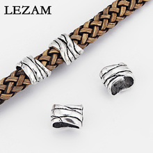 10Pcs Antique Grain Pattern Slider Spacer For 10*6mm Licorice Leather Cord Bracelet Necklace Jewelry Components 2024 - buy cheap