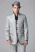 Traje personalizado para hombre, traje de novio, chaqueta de 2 piezas, pantalones, cuello levantado, traje de moda, esmoquin de boda 2024 - compra barato