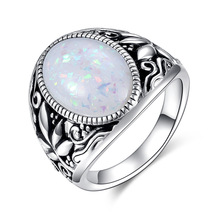 Retro Finger Rings for Women Bohemia Classic Round Colorful Opal Stone Knuckle Silver Wedding Ring Love Jewelry Accessories 2024 - buy cheap