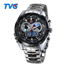 TVG Brand Luxury Stainless Steel Clock Digital Sports LED Watches Men 30M Dual Movements Waterproof Watches Relogio Masculino 2024 - buy cheap