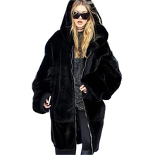 Abrigo largo de piel sintética para mujer, chaqueta de talla grande, AA, novedad, Invierno 2024 - compra barato