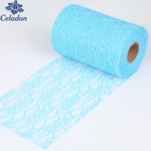 Hot Sale 22Meters/Roll Light Blue Color Lace Roll Spool Fabric Ribbon Tutu Skirt Chair Sash Bow Table Runner Wedding Decorations 2024 - buy cheap