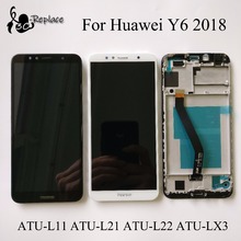 Черный/белый 5,7 дюймов для Huawei Y6 2018 ATU-LX1 ATU-L21 ATU-LX3 ЖК-дисплей + сенсорный экран, дигитайзер, для сборки, запасные рамки 2024 - купить недорого