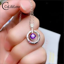 CoLife Jewelry 925 Silver Amethyst And Garnet Pendant for Young Girl 5mm Natural Amethyst Garnet Gemstone Pendant Gift for Girl 2024 - buy cheap