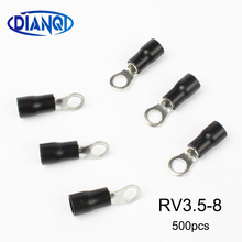 Terminal pré-isolante circular com anel preto, conector de cabo para terminais prensados a frio, RV3.5-8 oh 500 2024 - compre barato