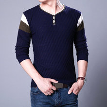 2016 New Autumn Fashion Brand Casual Sweater V-Neck Striped Slim Fit Knitting Mens Sweaters And Pullovers Men Pullover Men 4XL 2024 - buy cheap