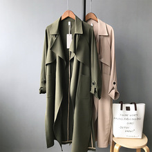 2019 Spring New Trench Coat Women Long Vintage England Style Chiffon Windbreaker Trench With Sashes Long Cardigan Coat 2024 - buy cheap