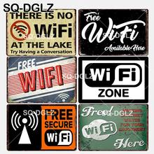 [SQ-DGLZ] nova zona wi-fi estanho sinal de parede decoração livre wi-fi disponível aqui artesanato de metal pintura placas não há wifi arte cartaz 2024 - compre barato