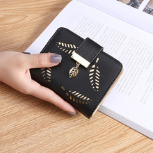 New Women Wallets Ladies Short Wallet Zipper Buckle Hollow Leaf Purse Wallet Female Women Zipper Purse Card Holder Cartera Mujer 2024 - buy cheap