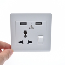 Universal USB wall socket 2100ma dual usb charger power outlet with electrical switch 2024 - buy cheap