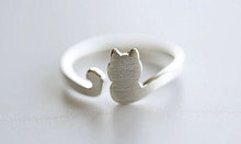 Cute Adjustable Kitty Cat Ring Lovely Simple Little Animal Outline Pet Pussy Cat Tail Finger Rings for Women Ladies 2024 - buy cheap