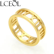 LCEOL Hot Sale Fashion Female Number Ring Punk Couple Rings Gold Color Ring For Women Stainless Steel Ring Brand Jewelry 2024 - buy cheap