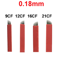 Agulha vermelha flex7/9/11/12/14/15/16/17/18/22/24mm, agulhas para tatuagem de sobrancelha, lâminas de microblading para maquiagem permanente, caneta manual com 100 peças 2024 - compre barato