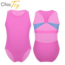 Chictrite infantil de malha, sem mangas, roupa de balé para meninas, preto, rosa, ginástica, roupa esportiva para dança infantil 2024 - compre barato