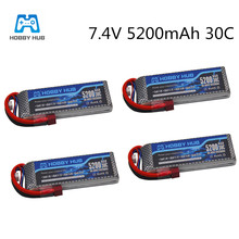 HOBBYHUB Racing 7.4V 5200mAh Lipo Battery LiPo Lithium-Polymer Batterie 30C 2S Battery For RC Airplane Drone Helicopter Car 2024 - buy cheap