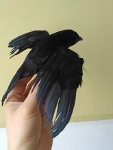 Alrededor de 15x20cm extensión de alas cuervo negro modelo de pájaro, espuma y plumas artesanía de cuervo, decoración de jardín de utilería de Halloween, regalo d1008 2024 - compra barato