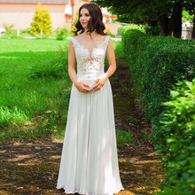 A-line Wedding Dresses Scoop Neckline Sleeveless White Ivory Appliques Bridal Dress Long Chiffon Robe De Mariee Vestido de Noiva 2024 - buy cheap
