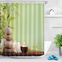 72 asian asian zen asiático água pedras cortina de chuveiro flor verde folha de bambu poliéster tecido cortinas do banheiro para banheira decoração casa 2024 - compre barato
