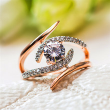 Роскошное женское витое кольцо из розового золота уникальный стиль Винтажное кольцо на палец с крестом милые обручальные кольца для женщин 2022 - купить недорого