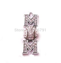 100pcs a lot antique silver plated zinc studded with sparkling Baseball Mom Crystal  Pendant 2024 - buy cheap