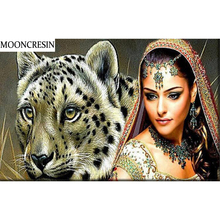 5d pintura diamante quadrado completo ponto cruz diy diamante bordado leopardos e belezas mosaico de strass decoração para casa 2024 - compre barato