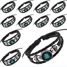 1Pc Virgo/Sagittarius/Aquarius/Scorpio/Libra/Capricorn 12 Constellation Bracelet Men Women Braided Leather Bracelets & Bangles 2024 - buy cheap