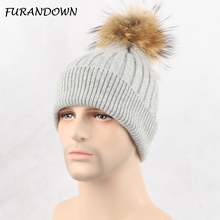 High Quality Unisex Autumn winter knitted wool beanies hat natural fur pompom hats for women men solid colors ski gorros cap 2024 - buy cheap