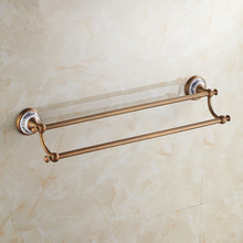 Luxury Bronze/Black Towel Rack Antique Ceramic &Solid Brass Bathroom Double Towel Bars Bathroom Accessories 3colours 2024 - buy cheap