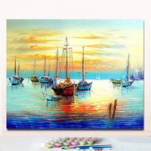 Pinturas por números em tela, pintura por números de imagens coloridas de barco marítimo com moldura de 40x50 ou sem moldura 2024 - compre barato