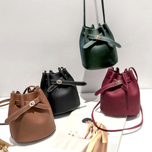 Women Bucket Shoulder Bag PU Leather Drawstring Handbag Solid Color Girl Casual Messenger Bags BS88 2024 - buy cheap