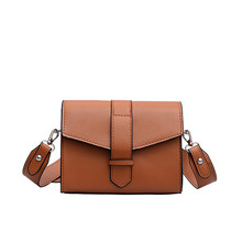 HTNBO Vintage marrón mensajero bolsa de diseñador de cuero de la PU bolsos de lujo mujer minimalista ancho Simple correa de hombro bolsas 2024 - compra barato